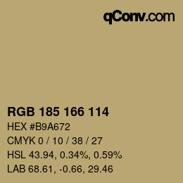 Color code: RGB 185 166 114 | qconv.com