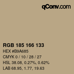 Color code: RGB 185 166 133 | qconv.com