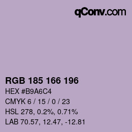 Color code: RGB 185 166 196 | qconv.com