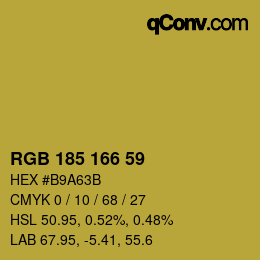 Color code: RGB 185 166 59 | qconv.com