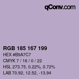 Color code: RGB 185 167 199 | qconv.com