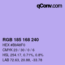 颜色代码: RGB 185 168 240 | qconv.com