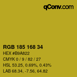 カラーコード: RGB 185 168 34 | qconv.com