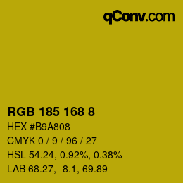 Color code: RGB 185 168 8 | qconv.com