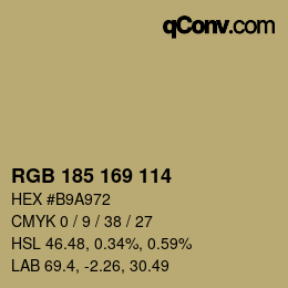 Color code: RGB 185 169 114 | qconv.com
