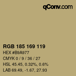 Color code: RGB 185 169 119 | qconv.com