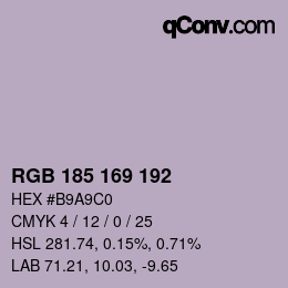 Color code: RGB 185 169 192 | qconv.com