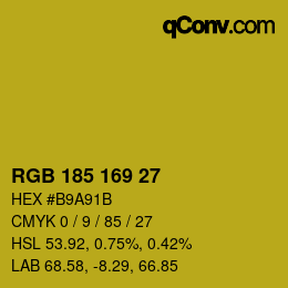 Color code: RGB 185 169 27 | qconv.com