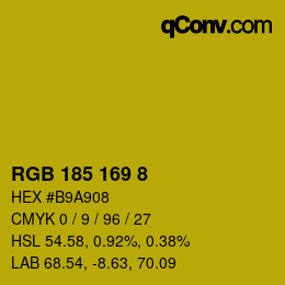 カラーコード: RGB 185 169 8 | qconv.com