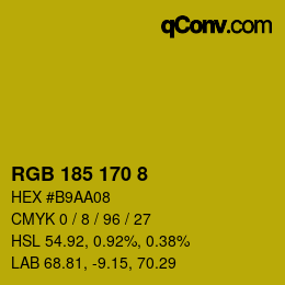 Color code: RGB 185 170 8 | qconv.com