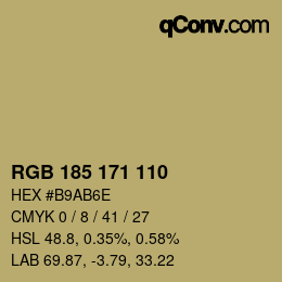 Color code: RGB 185 171 110 | qconv.com