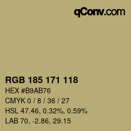 Código de color: RGB 185 171 118 | qconv.com