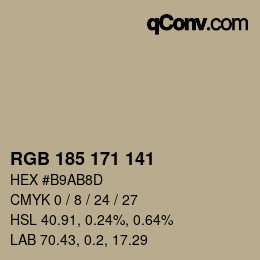 カラーコード: RGB 185 171 141 | qconv.com