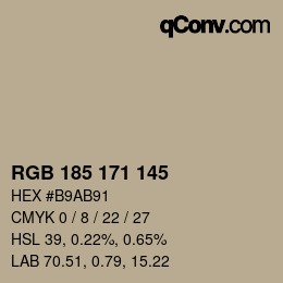 カラーコード: RGB 185 171 145 | qconv.com