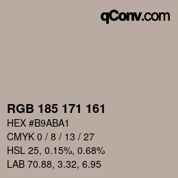 カラーコード: RGB 185 171 161 | qconv.com