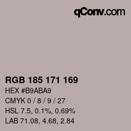 Color code: RGB 185 171 169 | qconv.com