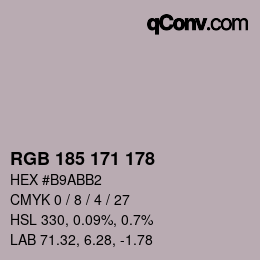 Color code: RGB 185 171 178 | qconv.com