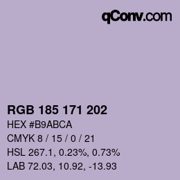 颜色代码: RGB 185 171 202 | qconv.com