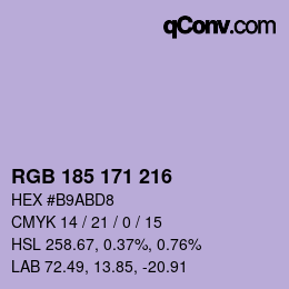 Color code: RGB 185 171 216 | qconv.com
