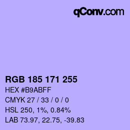 Color code: RGB 185 171 255 | qconv.com