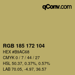 Color code: RGB 185 172 104 | qconv.com