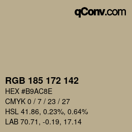 Color code: RGB 185 172 142 | qconv.com