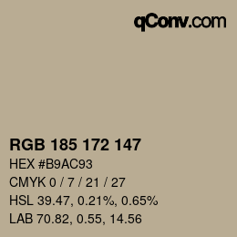 Color code: RGB 185 172 147 | qconv.com