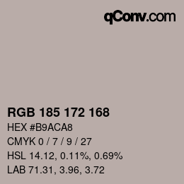 Farbcode: RGB 185 172 168 | qconv.com