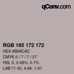 Color code: RGB 185 172 172 | qconv.com