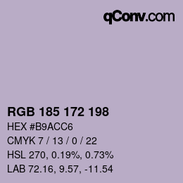 Color code: RGB 185 172 198 | qconv.com