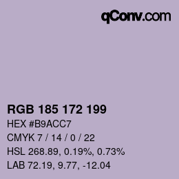 Color code: RGB 185 172 199 | qconv.com