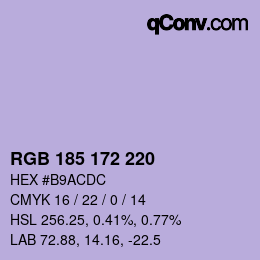 Color code: RGB 185 172 220 | qconv.com