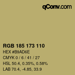 Color code: RGB 185 173 110 | qconv.com