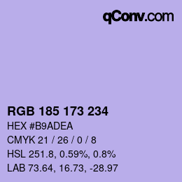 Color code: RGB 185 173 234 | qconv.com