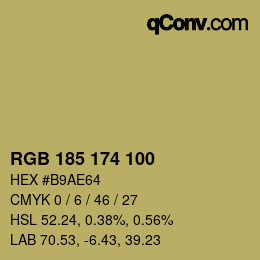 Color code: RGB 185 174 100 | qconv.com