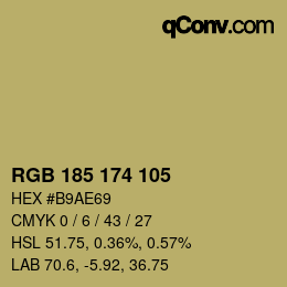 Farbcode: RGB 185 174 105 | qconv.com