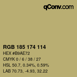 Color code: RGB 185 174 114 | qconv.com