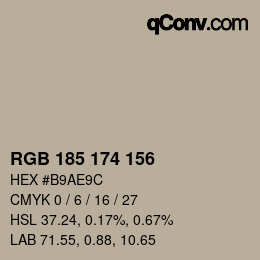 カラーコード: RGB 185 174 156 | qconv.com
