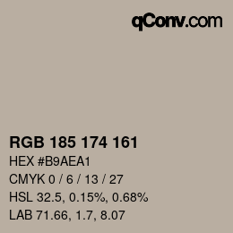 Color code: RGB 185 174 161 | qconv.com