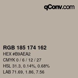 カラーコード: RGB 185 174 162 | qconv.com