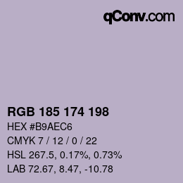 カラーコード: RGB 185 174 198 | qconv.com