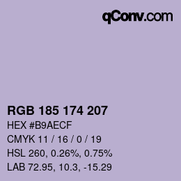 Color code: RGB 185 174 207 | qconv.com