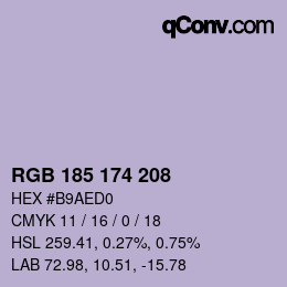 Código de color: RGB 185 174 208 | qconv.com