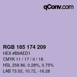 Código de color: RGB 185 174 209 | qconv.com