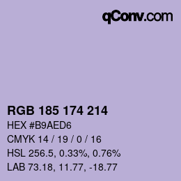 Código de color: RGB 185 174 214 | qconv.com