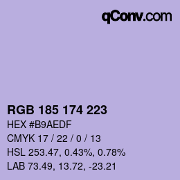 Color code: RGB 185 174 223 | qconv.com