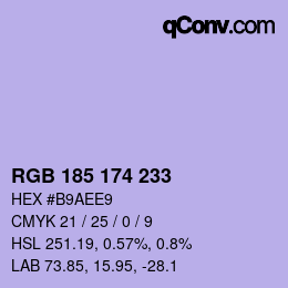 Color code: RGB 185 174 233 | qconv.com