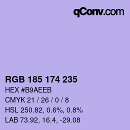 Color code: RGB 185 174 235 | qconv.com
