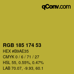 Color code: RGB 185 174 53 | qconv.com