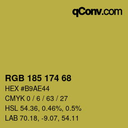 Color code: RGB 185 174 68 | qconv.com